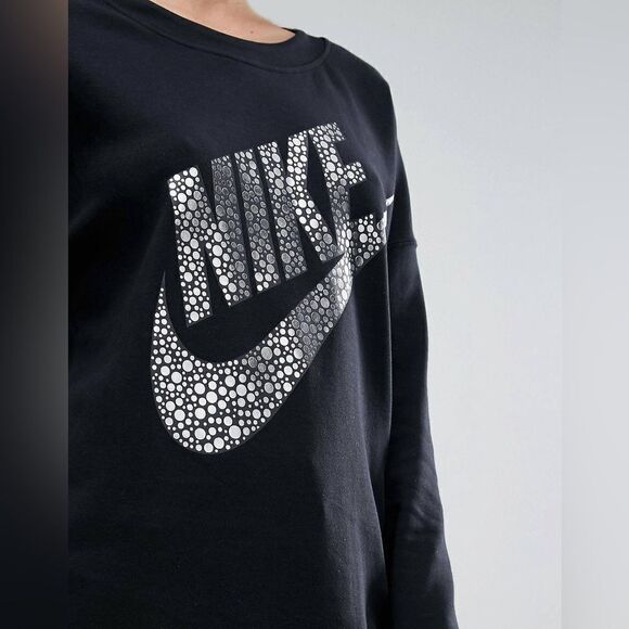 NIKE Women’s Pullover Metallic Polka Dot Swoosh Logo Sz M - Picture 10 of 11